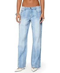 Edikted Tera Striped Low Rise Light Rinse Wash Jeans
