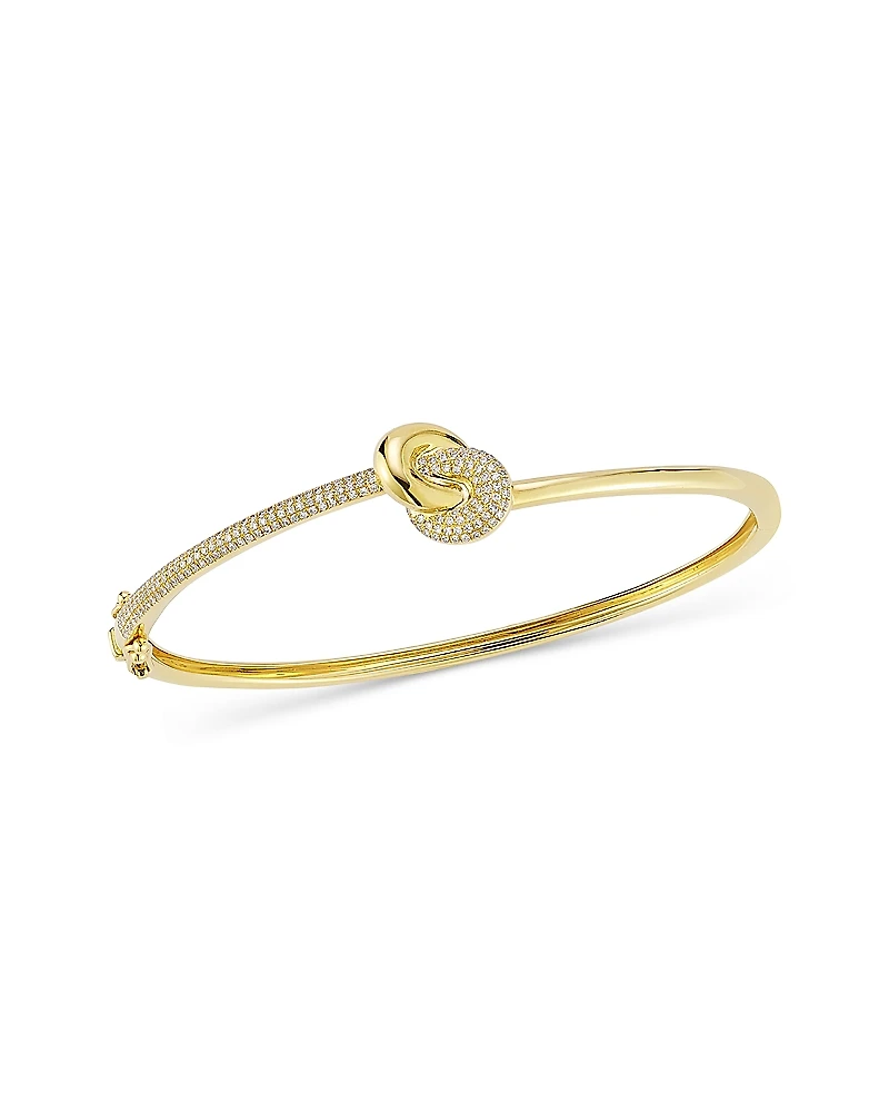 Ef Collection 14K Yellow Gold Ef Collection Diamond Pave Knot Bangle Bracelet