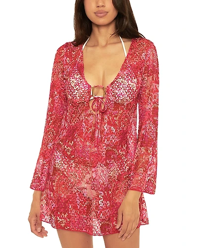 Becca by Rebecca Virtue Bali Tie Front Swim Cover-Up Tunic