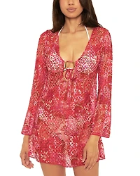 Becca by Rebecca Virtue Bali Tie Front Swim Cover-Up Tunic