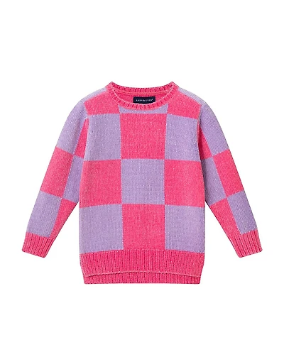 Andy & Evan Girls' Checkerboard Sweater - Little Kid