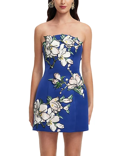 Leo Lin Zaria Applique Floral Bustier Minidress