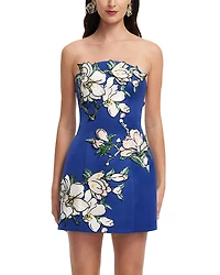 Leo Lin Zaria Applique Floral Bustier Minidress