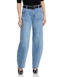 Aqua High Rise Barrel Jeans