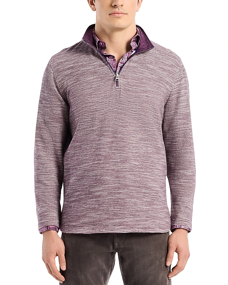 Robert Graham Ledson Long Sleeve Quarter Zip Knit Pullover