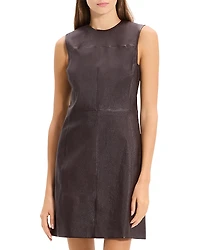 Theory Sleeveless Leather Seam Mini Dress