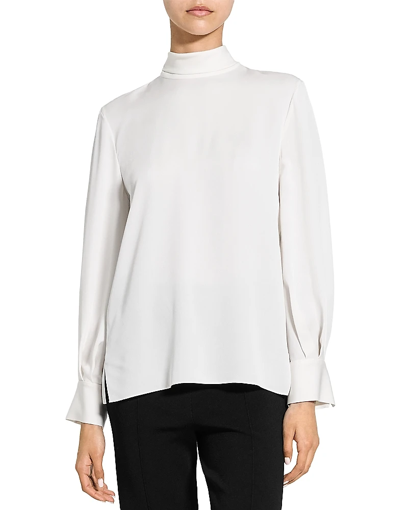 Theory Silk Blouson Sleeve Top