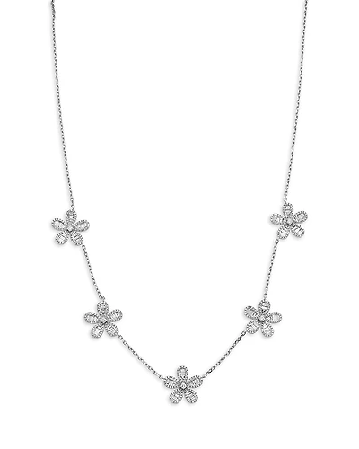 Bloomingdale's Fine Collection Diamond Round & Baguette Daisy Station Collar Necklace