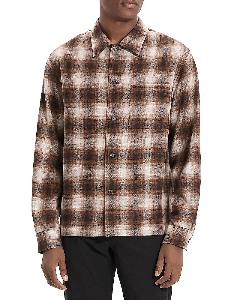Theory Plaid Button Down Overshirt