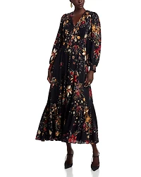 Elie Tahari The Sophie Floral Metallic Dress