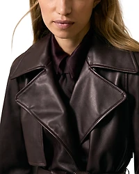 Reiss Bodie Belted Cropped Leather Trench Jacket