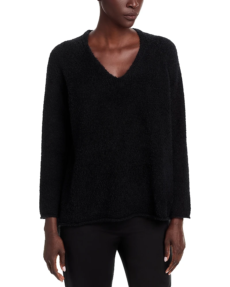 Bloomingdale's Fringed Cotton V Neck Sweater