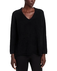 Bloomingdale's Fringed Cotton V Neck Sweater