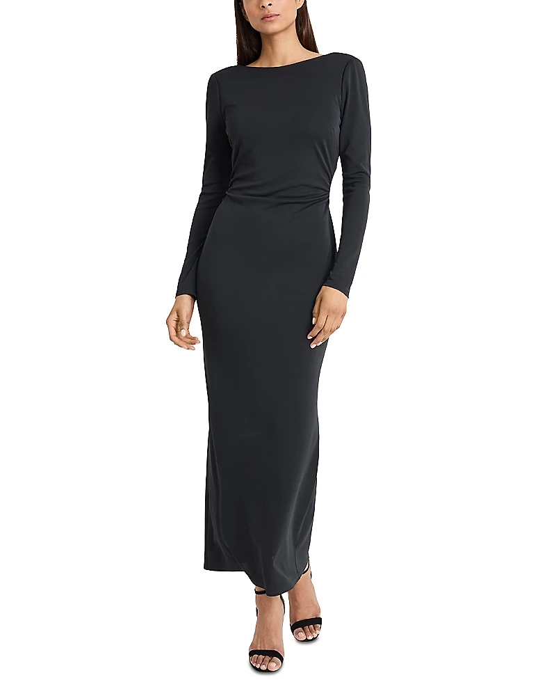 Donna Morgan Boat Neck Long Sleeve Dress