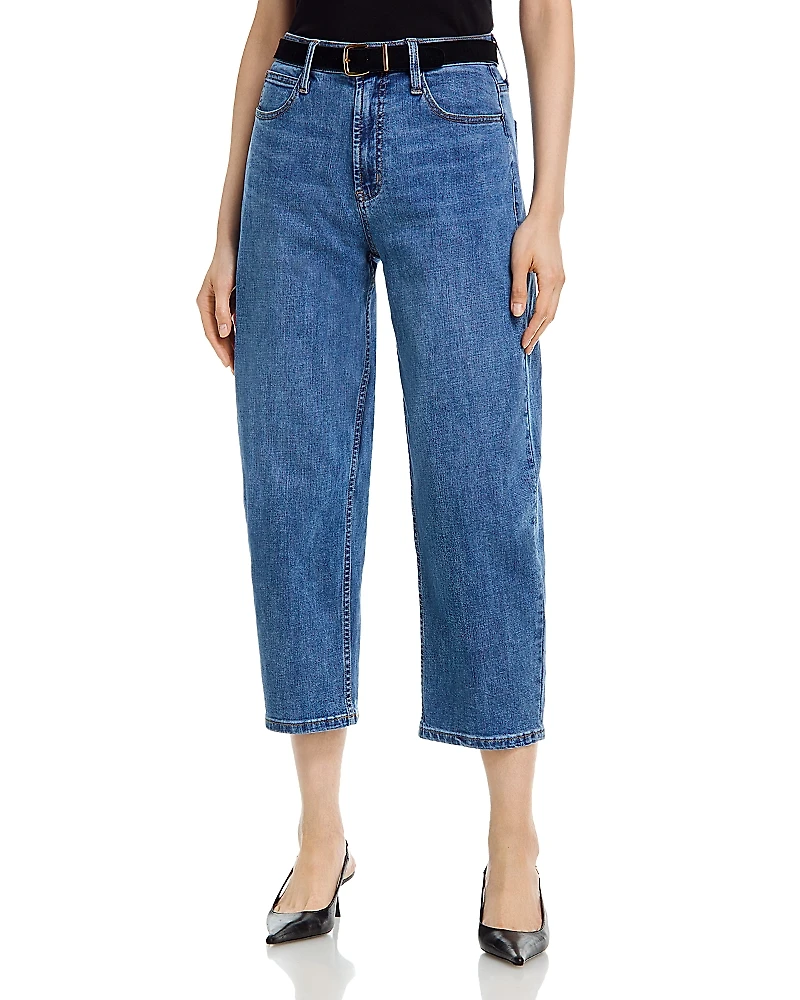 Aqua High Rise Cropped Barrel Jeans