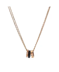 Pre-Owned Cartier Love 3 Ring Pendant Necklace 18K Rose Gold and Ceramic with Diamonds