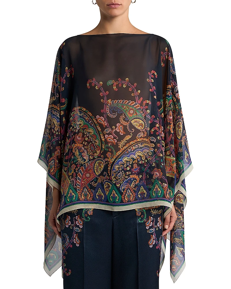 Etro Silk Poncho Top