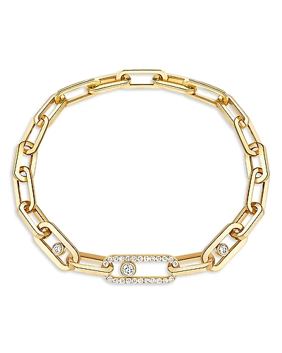 Messika 18K Yellow Gold Move Link Diamond Curb Chain Bracelet