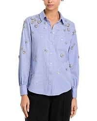 Cinq a Sept Lola Tumbling Flowers Striped Shirt