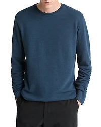 Vince Striped Double Knit Long Sleeved Crewneck Tee