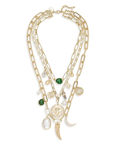Ramy Brook Stone Charm Jewelry Multi Stone Layered Statement Necklace