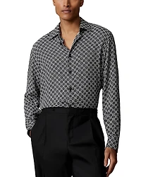 Reiss Long Sleeve Printed Button Front Shirt