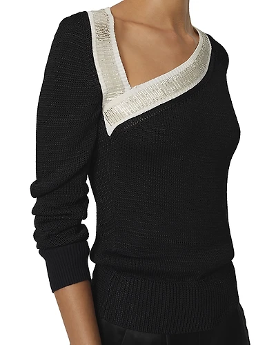 Reiss Aubrey Asymmetric Beaded Sweater