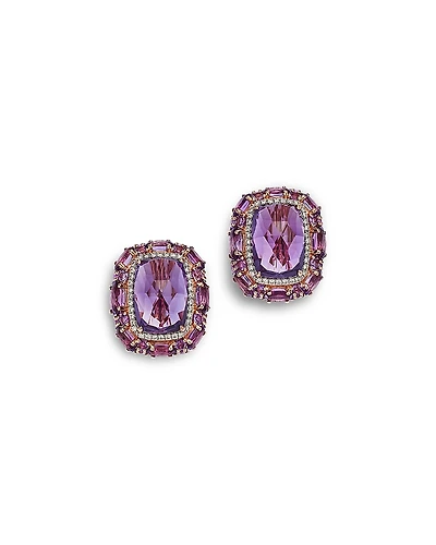 Bloomingdale's Fine Collection Amethyst & Diamond Halo Stud Earrings