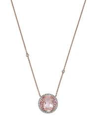 Bloomingdale's Fine Collection Rose Quartz, Pink Sapphire & Diamond Pendant Necklace
