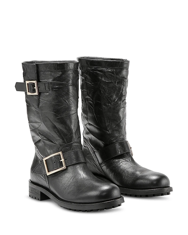 Jimmy Choo Women's Biker Mid Buckle Boots