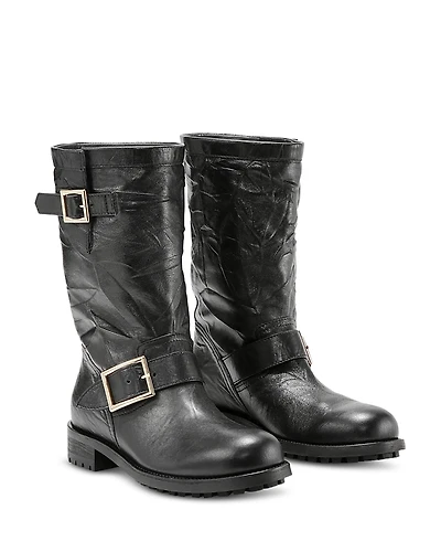 Jimmy Choo Women's Biker Mid Buckle Boots