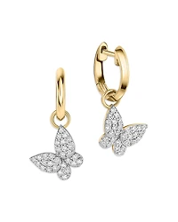 Phillips House 14K Yellow Gold Diamond Mini Butterfly Huggie Hoop Earrings, 0.32 tcw