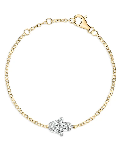 Phillips House 14K Yellow Gold Diamond Infinity Hamsa Chain Bracelet, 0.22 tcw