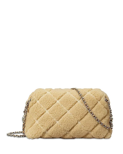 Tory Burch Fleming Quilted Shearling Crossbody Bag