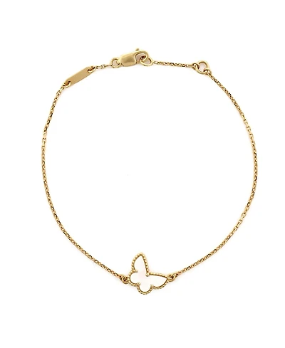 Pre-Owned Van Cleef & Arpels Sweet Alhambra Butterfly Bracelet 18K Gold and Mother of Pearl