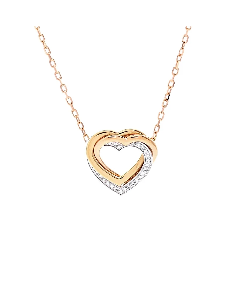 Pre-Owned Cartier Trinity de Cartier Heart Pendant Necklace 18K Tricolor Gold with Diamonds, 15 - 16.25"