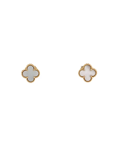Pre-Owned Van Cleef & Arpels Sweet Alhambra Stud Earrings 18K Gold and Mother of Pearl