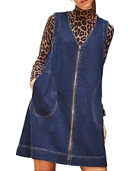 Ro & Zo Sleeveless Denim Zip Front Mini Dress