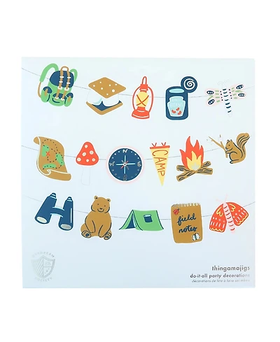 Jollity & Co. Camp Explorer Garland, Set of 16 Pieces and Hanging Twine - Ages 8 - 10 Years