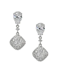 Nadri Crushed Cubic Zirconia Double Drop Earrings
