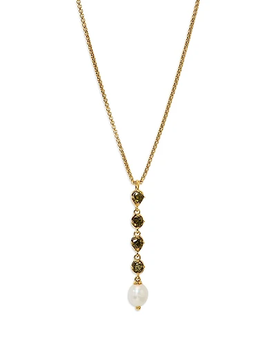 Nadri Maiden Black Cubic Zirconia & Xx Pearl Lariat Necklace, 16-18