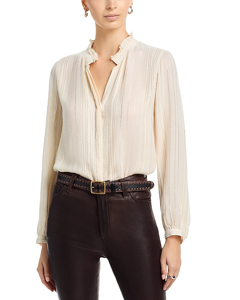 Velvet by Graham & Spencer Cynthia Metallic Threaded Blouse