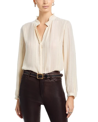 Velvet by Graham & Spencer Cynthia Metallic Threaded Blouse