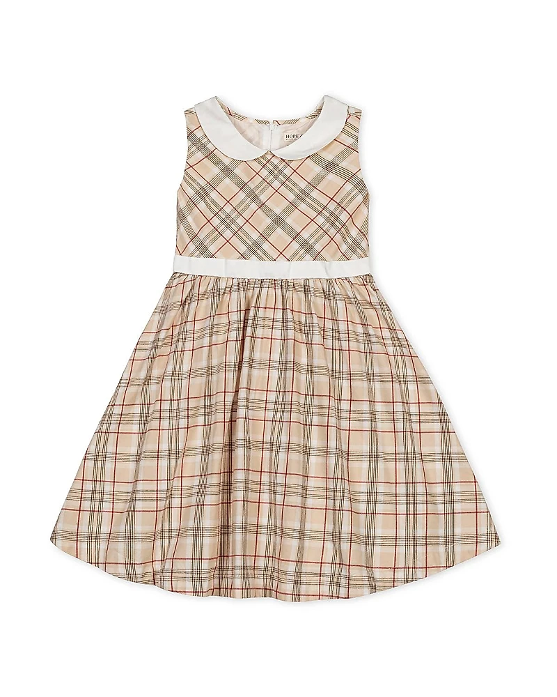 Hope & Henry Girls' Organic Sleeveless Party Dress with Peter Pan Collar - Baby, Little Kid