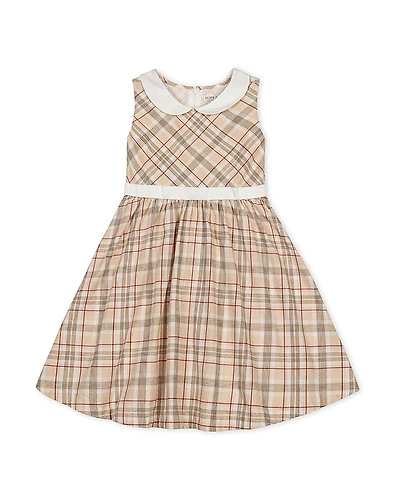 Hope & Henry Girls' Organic Sleeveless Party Dress with Peter Pan Collar - Baby, Little Kid
