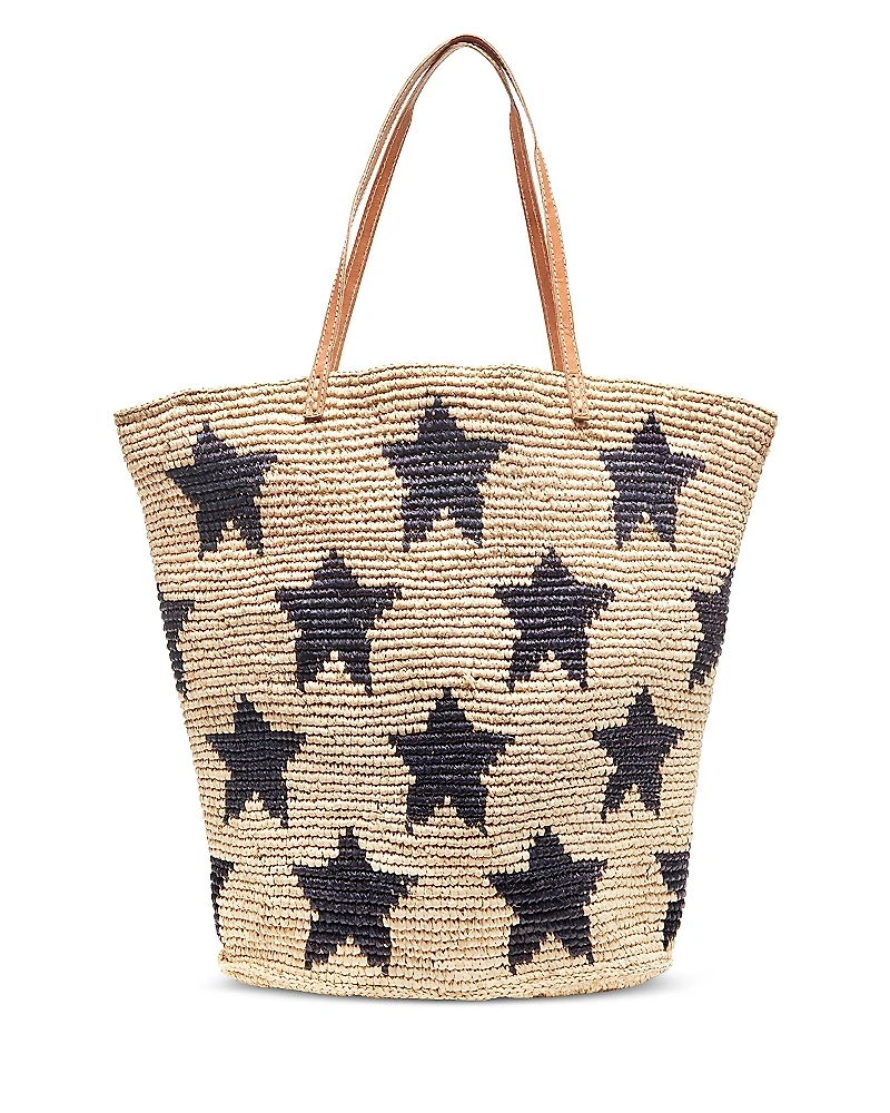 mar Y sol Estrella Extra Large Star Print Raffia Tote Bag
