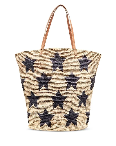 mar Y sol Estrella Extra Large Star Print Raffia Tote Bag