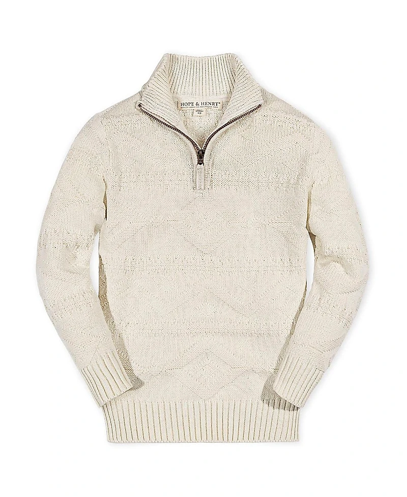 Hope & Henry Boys' Organic Long Sleeve Half Zip Cable Pullover Sweater