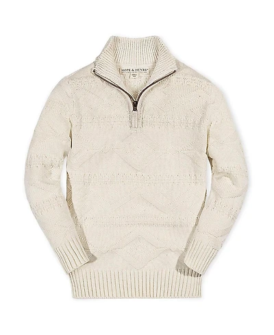 Hope & Henry Boys' Organic Long Sleeve Half Zip Cable Pullover Sweater