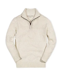 Hope & Henry Boys' Organic Long Sleeve Half Zip Cable Pullover Sweater